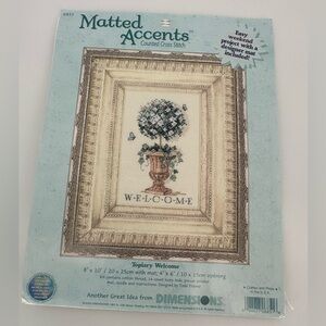 Dimensions Matted Accents Counted Cross Stitch Kit 6851 Topiary Welcome